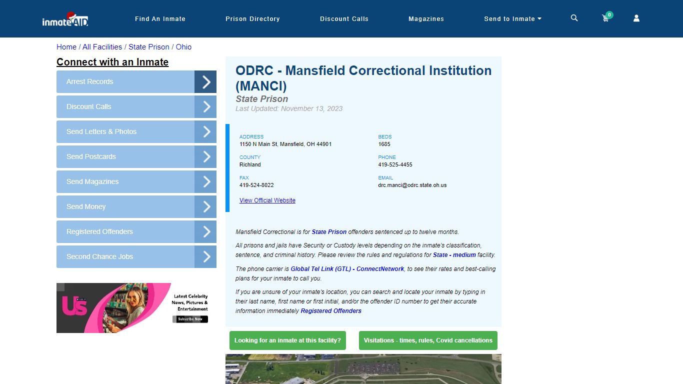 ODRC - Mansfield Correctional Institution (MANCI) & Inmate Search ...