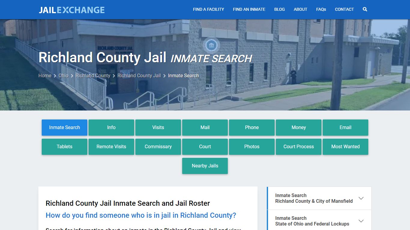 Richland County Jail Inmate Search - Jail Exchange