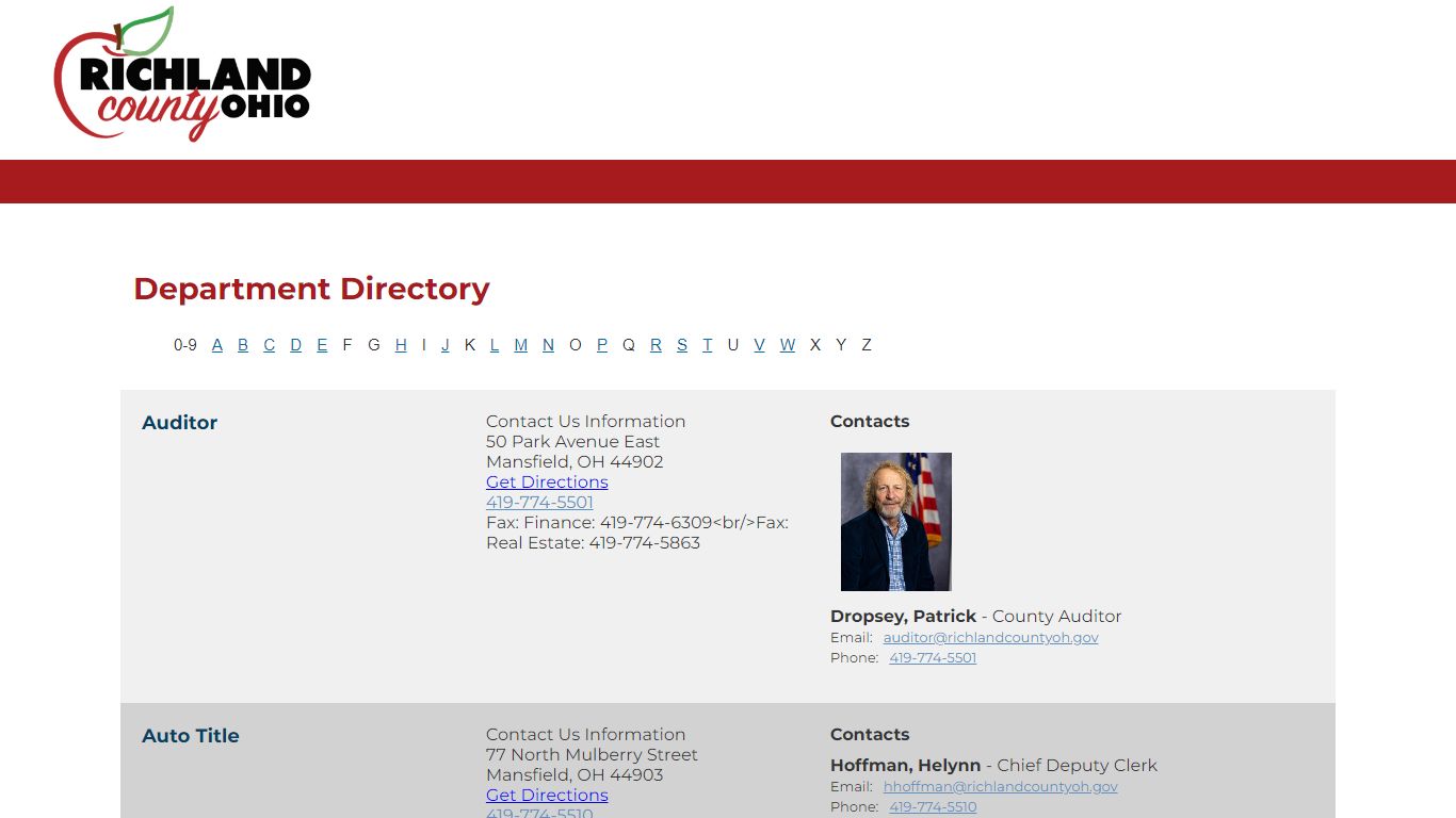 Richland County Ohio - Departments - EvoGov Demo Website